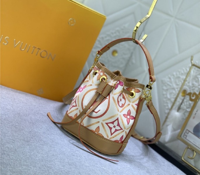Louis Vuitton LV By The Pool Monogram Tiles Canvas Nano Noe Bag In Coral angle 2