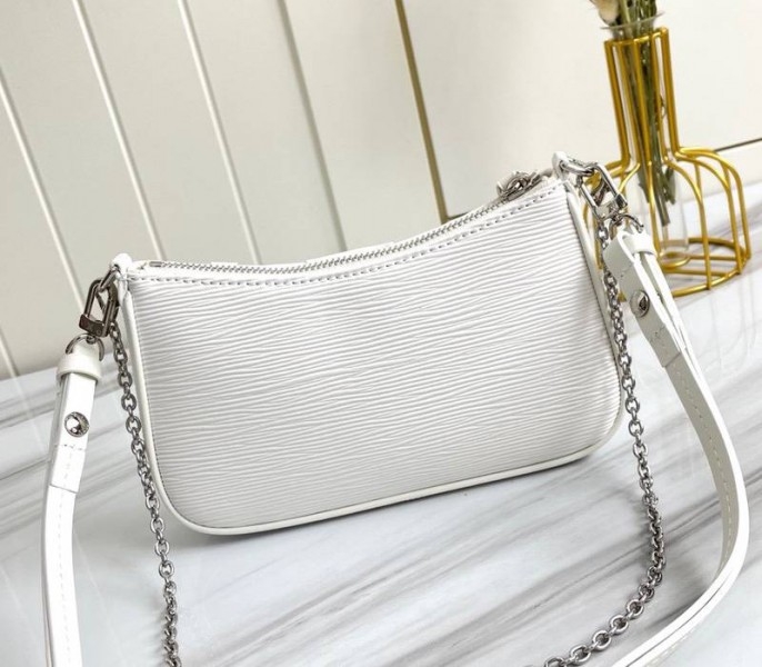 Louis Vuitton Epi Leather Easy Pouch On Strap In Quartz White angle 3