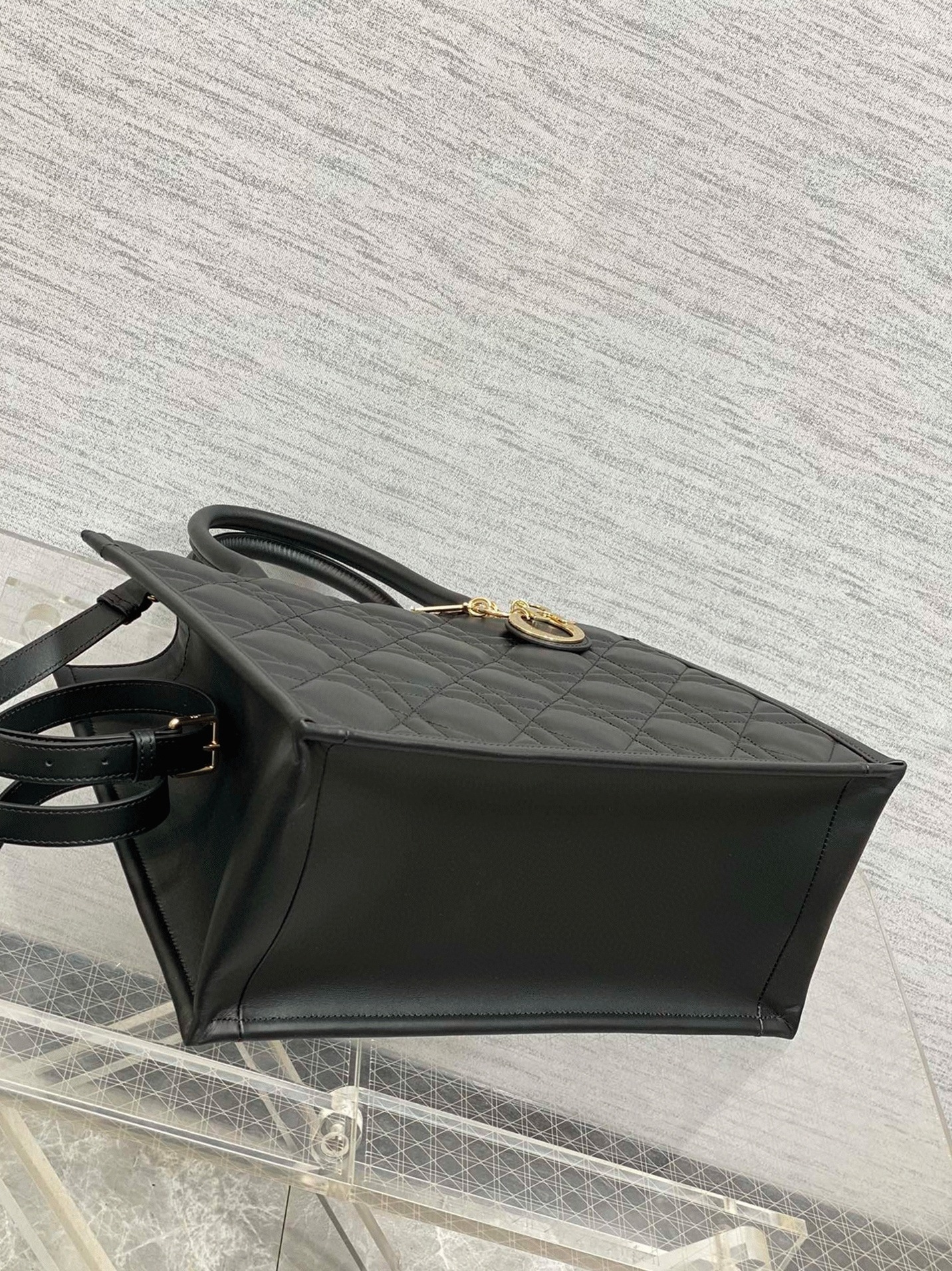 Dior Medium Book Tote Bag Fake with Strap in Black angle 5
