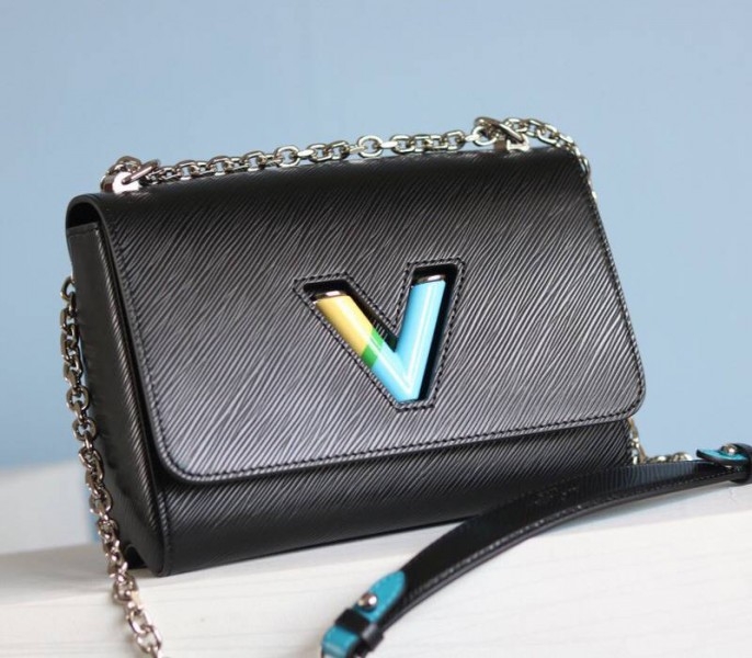 Louis Vuitton Epi Leather Twist MM Limited Edition Bag In Black angle 2