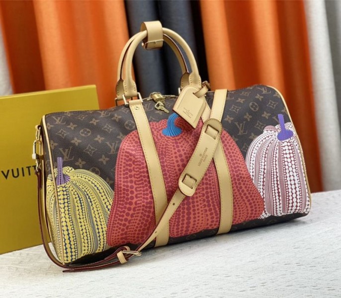 Louis Vuitton X YK Monogram Canvas Keepall 45 Luggage In Pumpkin angle 2