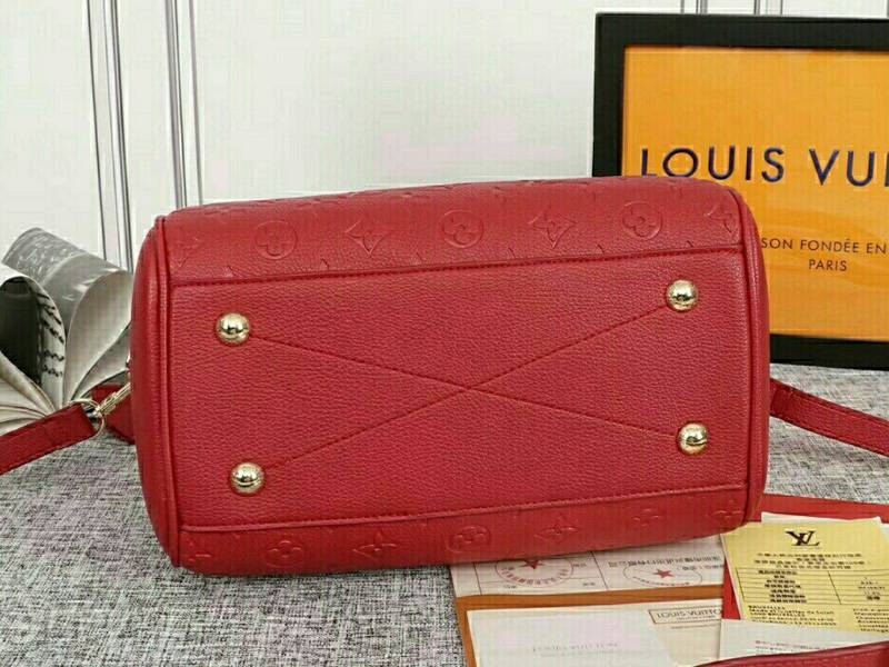 Louis Vuitton Monogram Empreinte Speedy Bandouliere 25 Handbag In Red angle 4