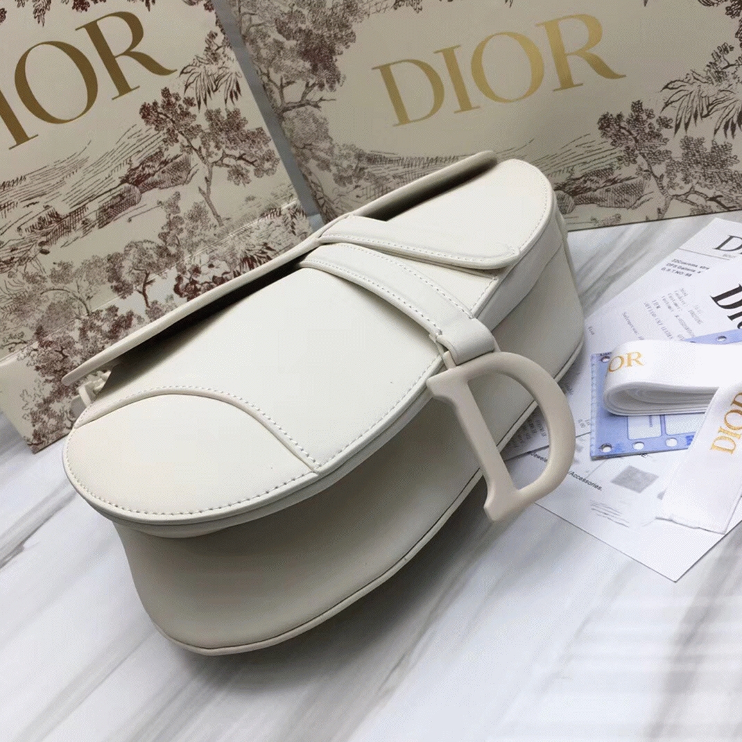 Dior Saddle Bag Fake in White Ultramatte Calfskin angle 4