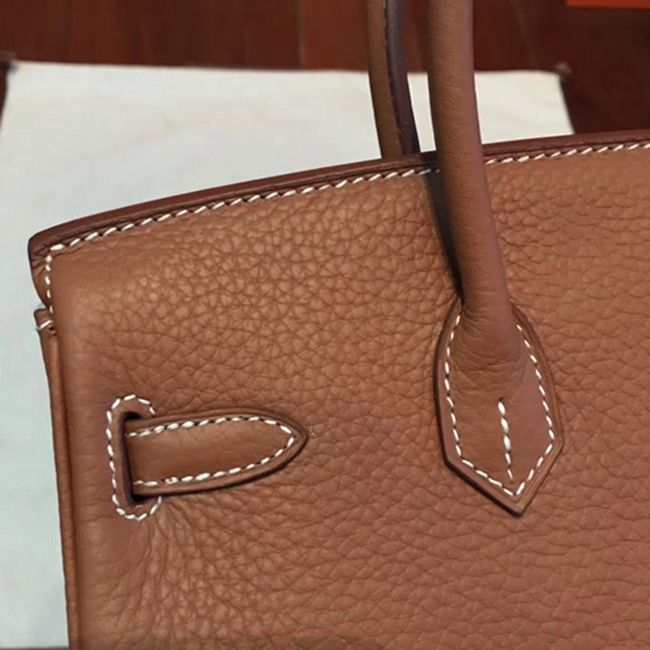 1:1 Premium Brown Hermes Birkin 25cm Fake Bag angle 5