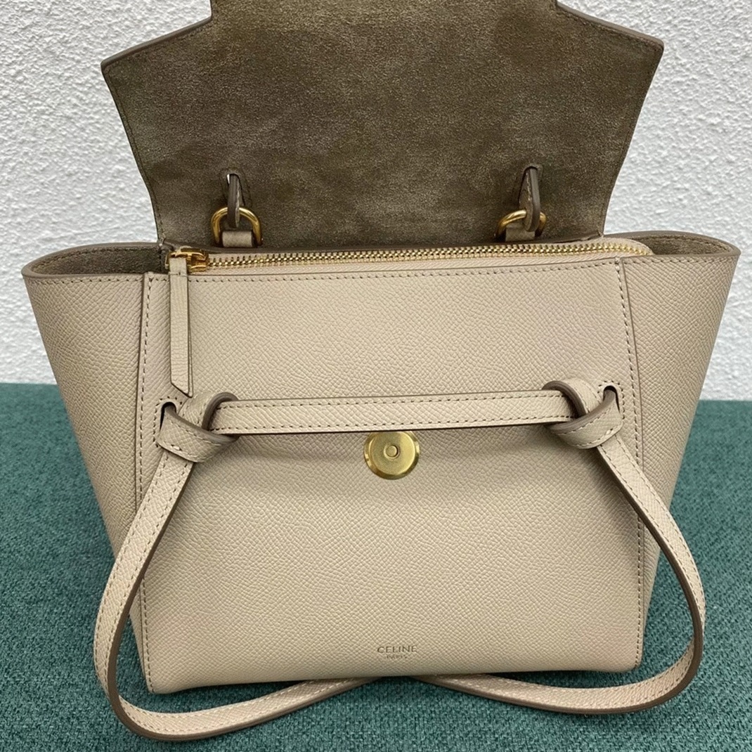 Celine Belt Nano Bag Knockoff in Light Beige angle 2