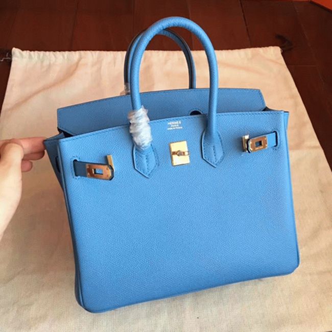 High-End Faux Blue Paradiso Hermes Birkin 25cm Purse angle 4
