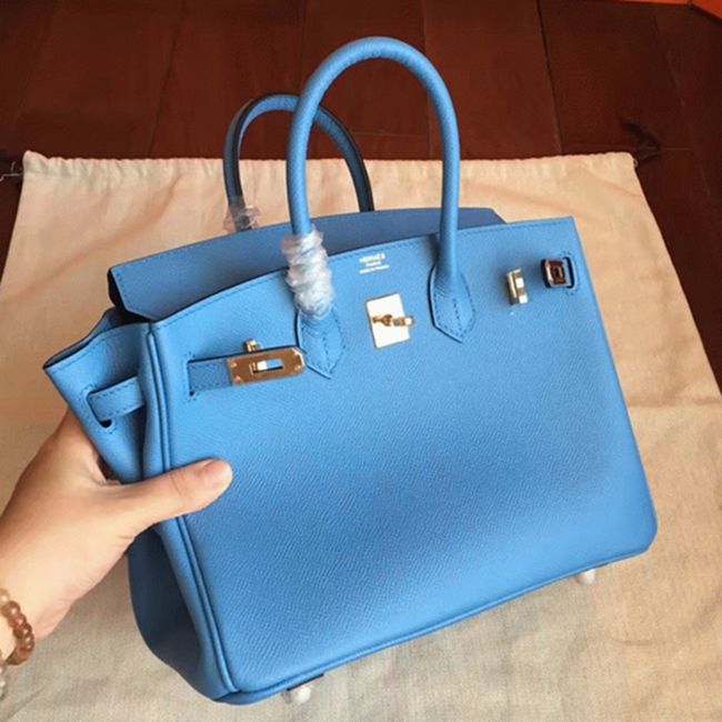 High-End Faux Blue Paradiso Hermes Birkin 25cm Purse angle 3