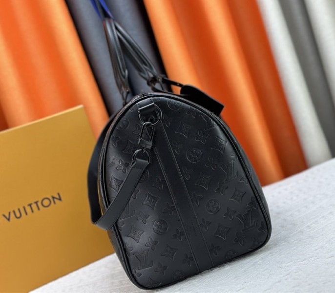 Louis Vuitton Monogram Shadow Leather Keepall Bandouliere 50 In Black angle 4