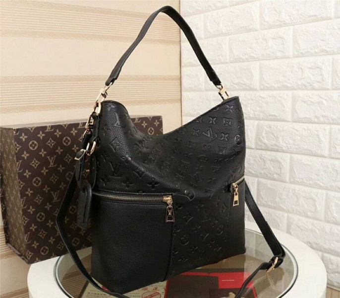 LV Monogram Empreinte Melie Hobo In Black angle 2