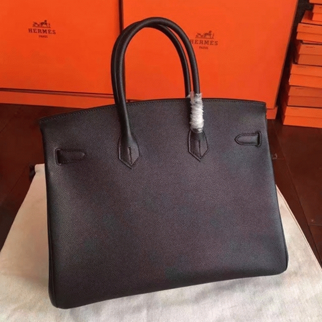 Black Replica Hermes Birkin 35cm Signature Handbag angle 2
