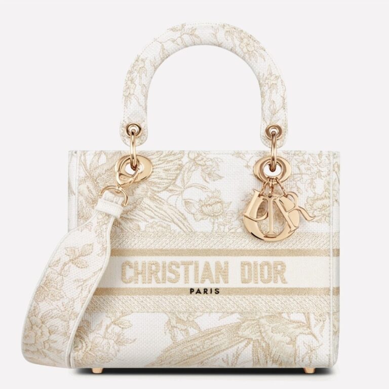 Dior Lady D-Lite Medium Bag Knockoff in Gold Jardin d Hiver Embroidery