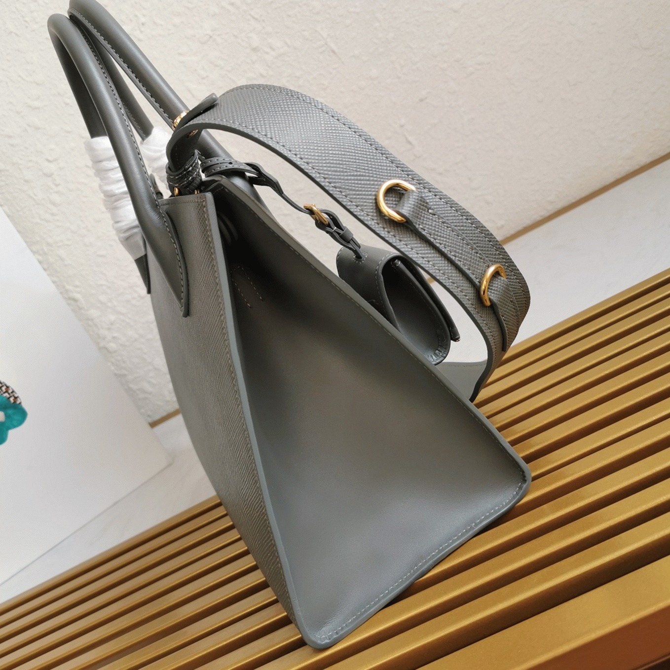 Grey Prada Monochrome Medium Bag Replica angle 3