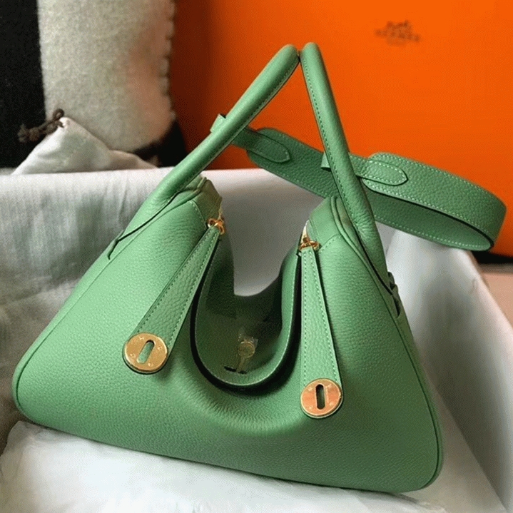 Replica Hermes Lindy 30cm bag in vert criquet shade