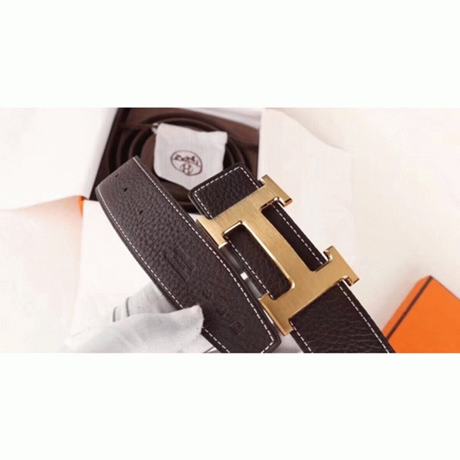 Chocolate clemence fake Hermes H belt buckle angle 4