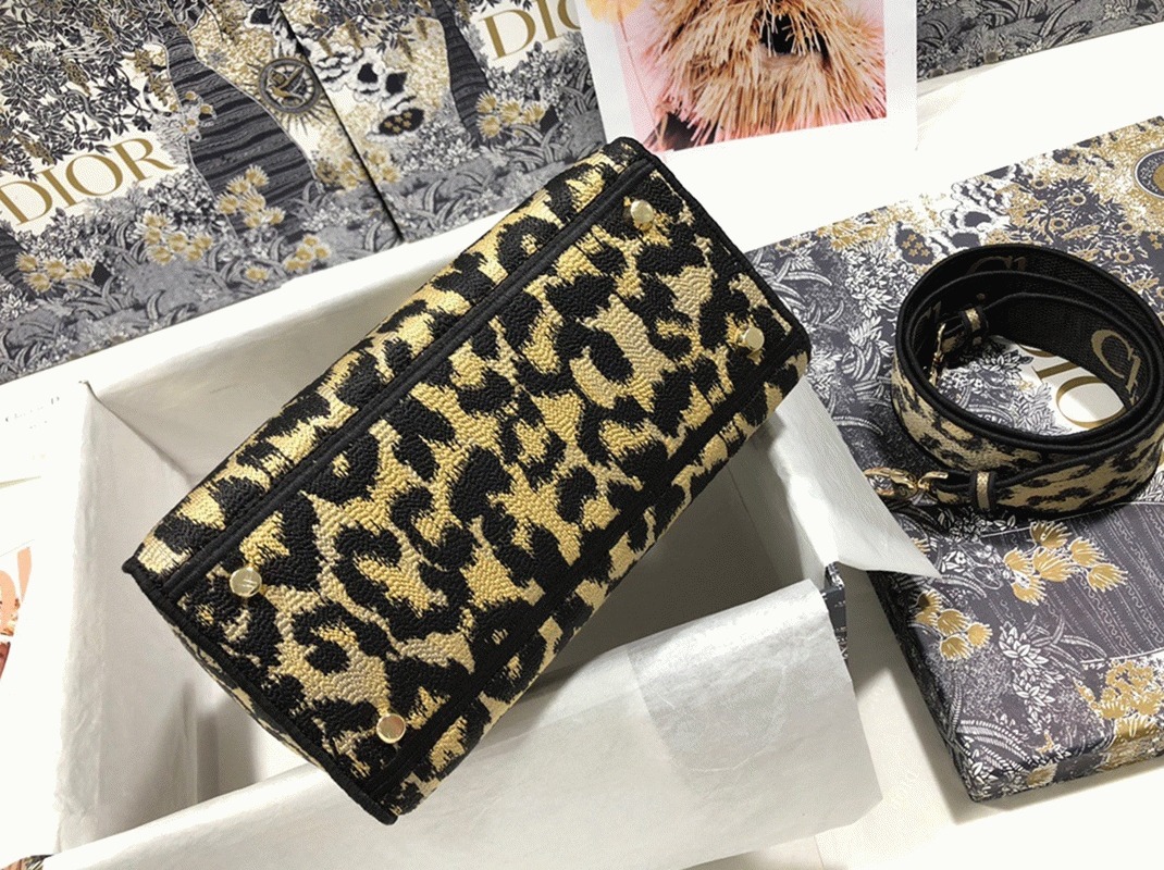 Dior Lady D-Lite Medium Bag Replica in Beige Multicolor Mizza Embroidery angle 2