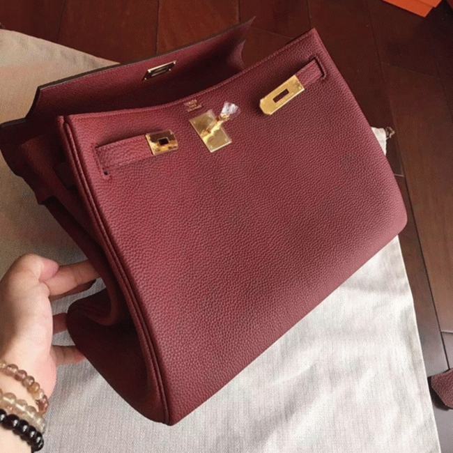 Bordeaux Clemence Replica Hermes Kelly 35cm Rich Color Bag angle 5