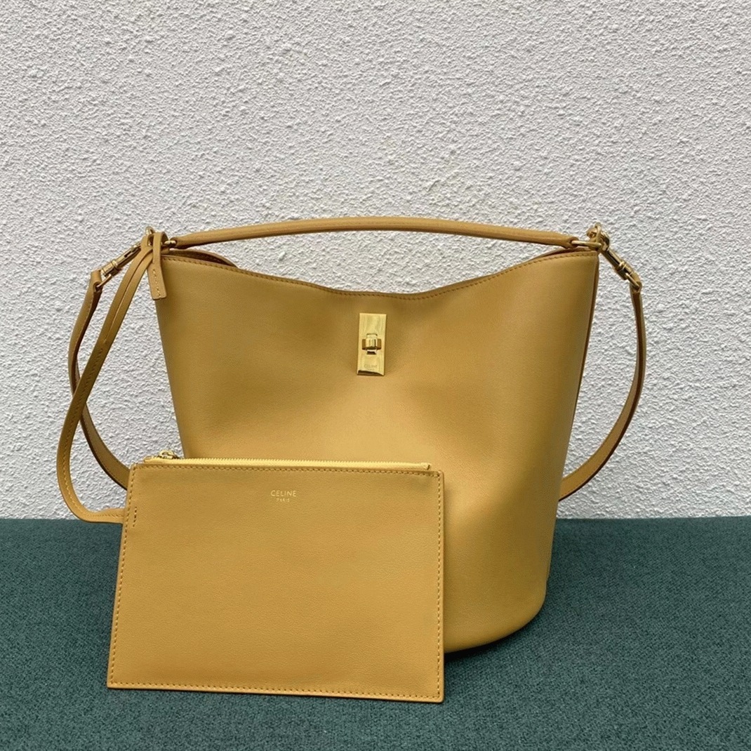 Top Quality Knockoff Celine Bucket 16 Bag In Yellow Soft Bare Calfskin angle 5