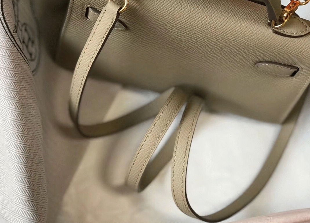 Hermes Kelly Mini II Bag Fake in Gris Tourterelle angle 5