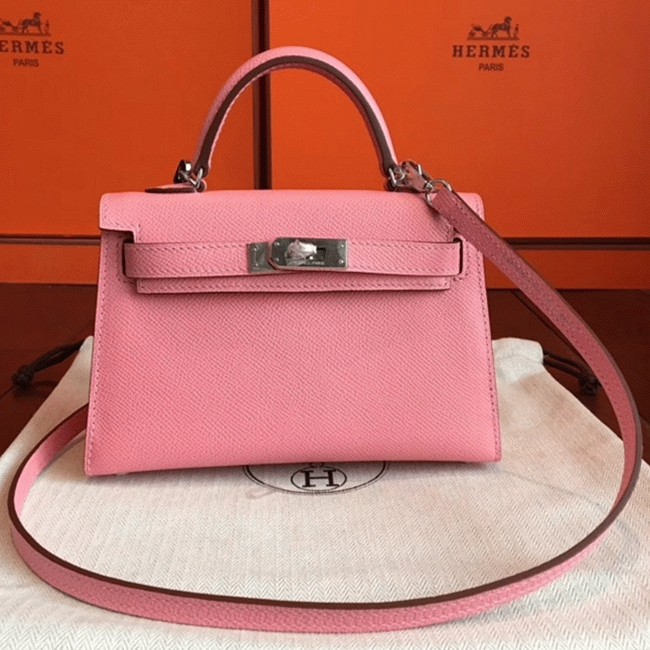Rose Confetti Epsom Budget Knockoff Hermes Kelly 20cm Purse