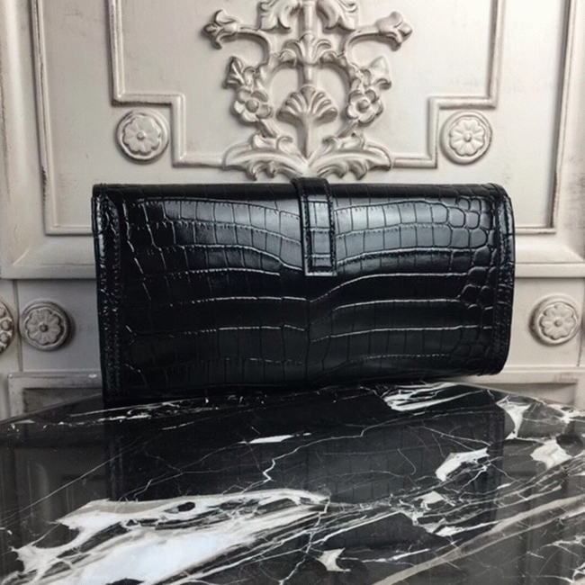 Blue electric crocodile leather replica Hermes Jige Elan clutch bag angle 4