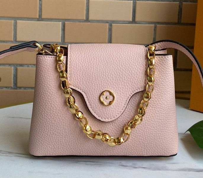 Louis Vuitton Capucines Mini Chain Bag In Pink angle 3