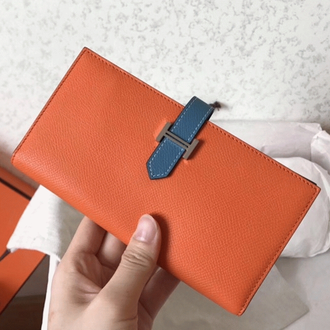 Orange Blue Jean Epsom Fake Hermes Bearn Wallet