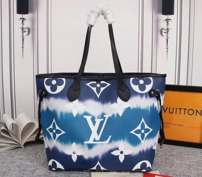Louis Vuitton Seasonal Escale Neverfull MM Tote In Blue angle 2
