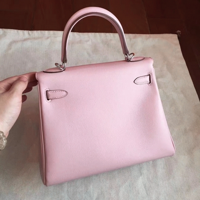 Rose Dragee Swift Replica Hermes Kelly 25cm Graceful Bag angle 5