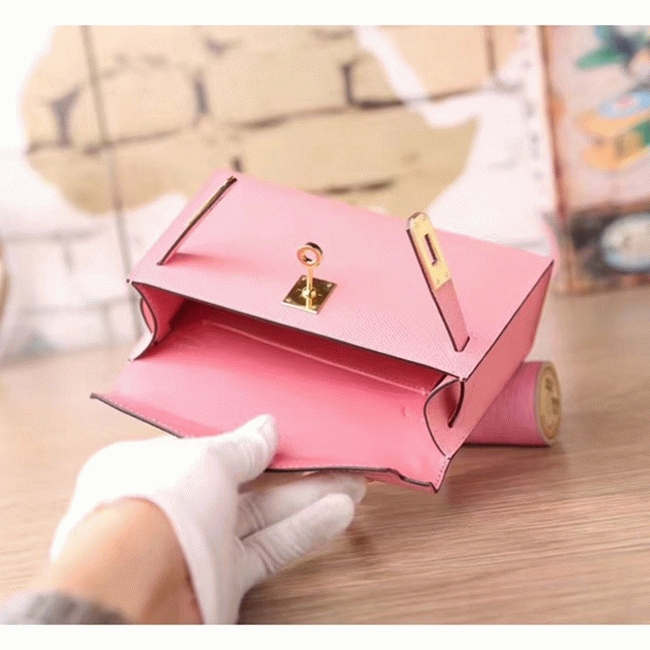 Pink Epsom Replica Hermes Kelly 20cm Graceful Bag angle 5