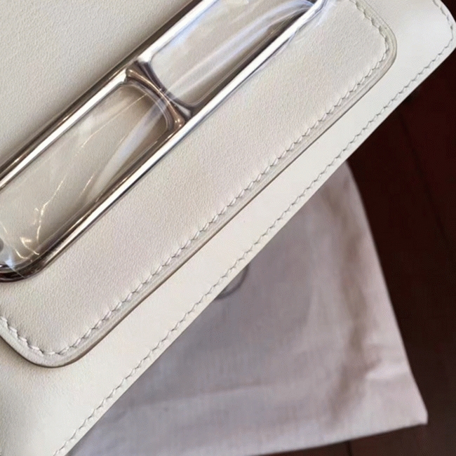 Ivory cheap replica Hermes Mini Sac Roulis handbag angle 3