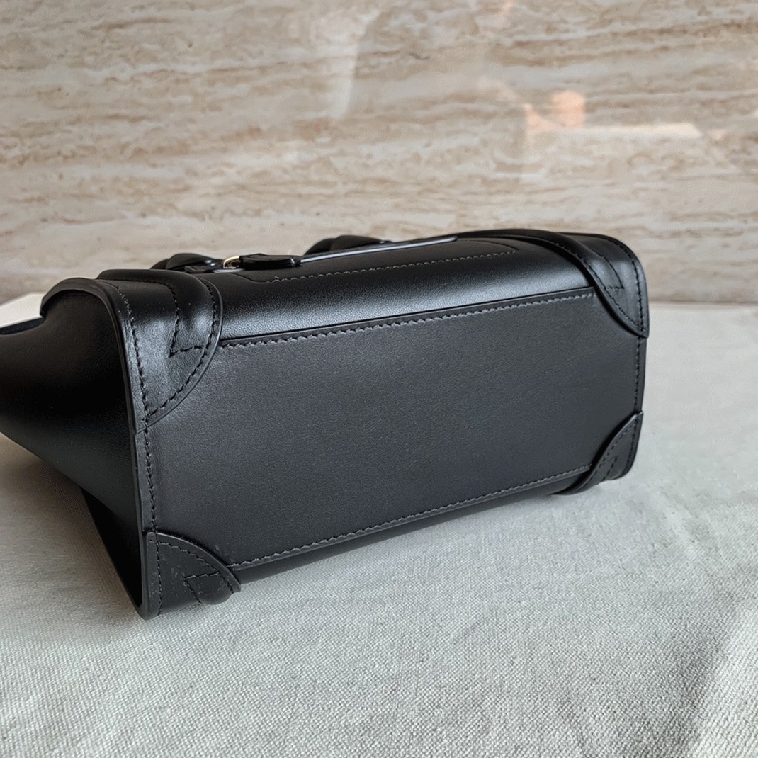 Celine Nano Luggage Tote Bag Replica in Black angle 5