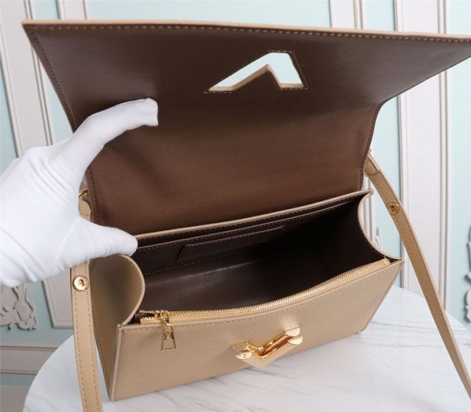 Louis Vuitton Twist One Handle MM Handbag In Beige angle 5
