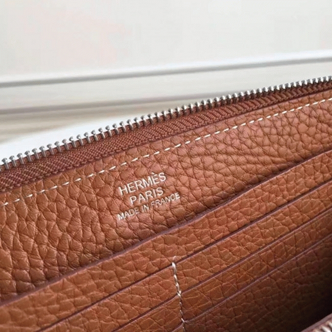 Brown Luxury Replica Hermes Wallet Azap Zipped angle 2