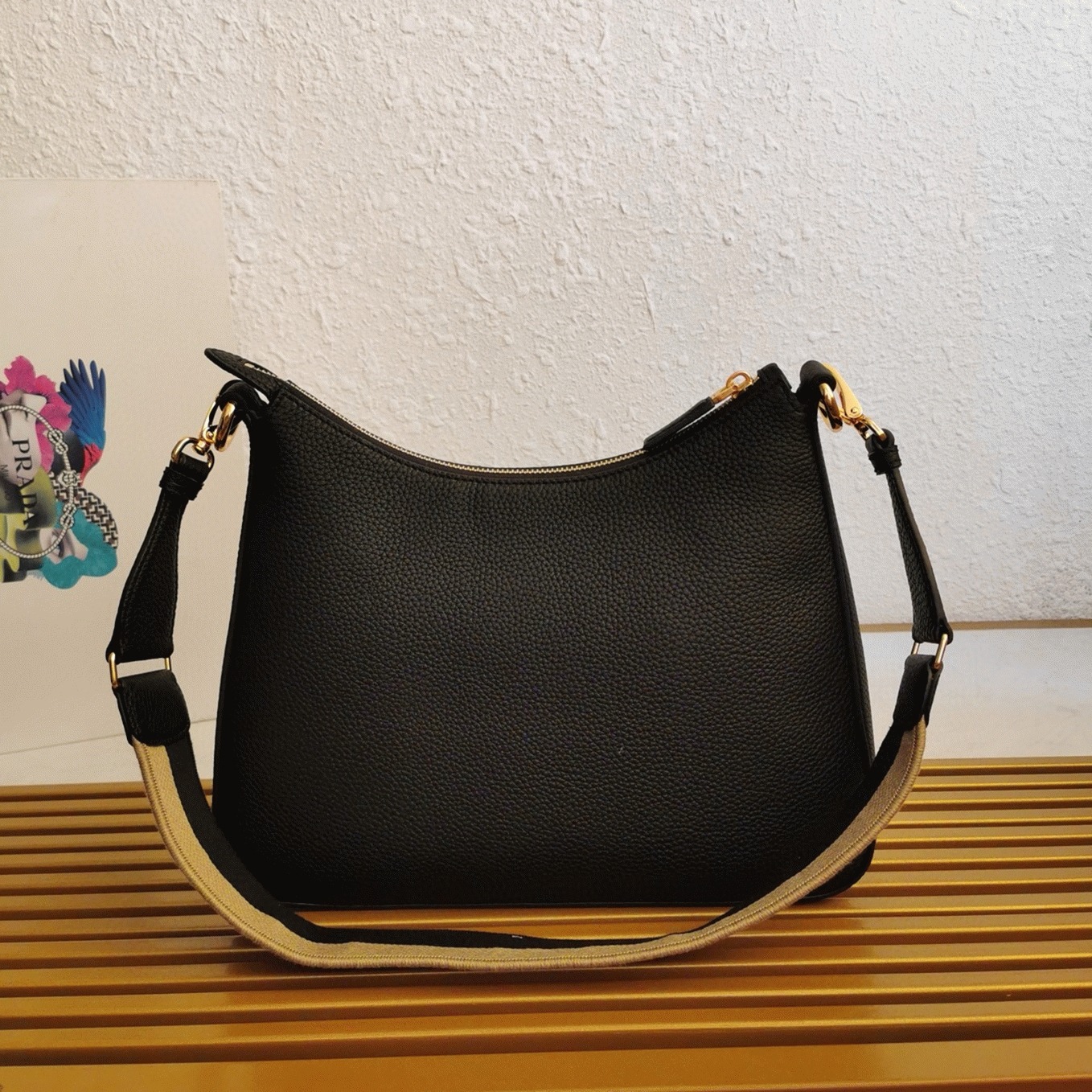 Prada Shoulder Bag Knockoff in Black angle 2