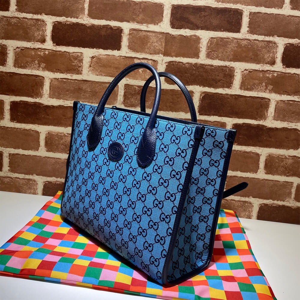 GG Multicolour small tote bag angle 3