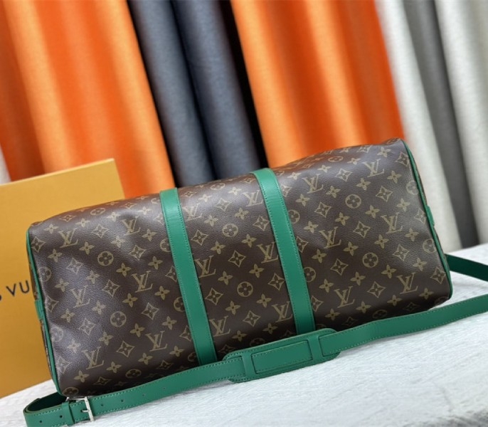 Louis Vuitton Monogram Macassar Canvas Keepall Bandouliere 50 In Borneo Green angle 5