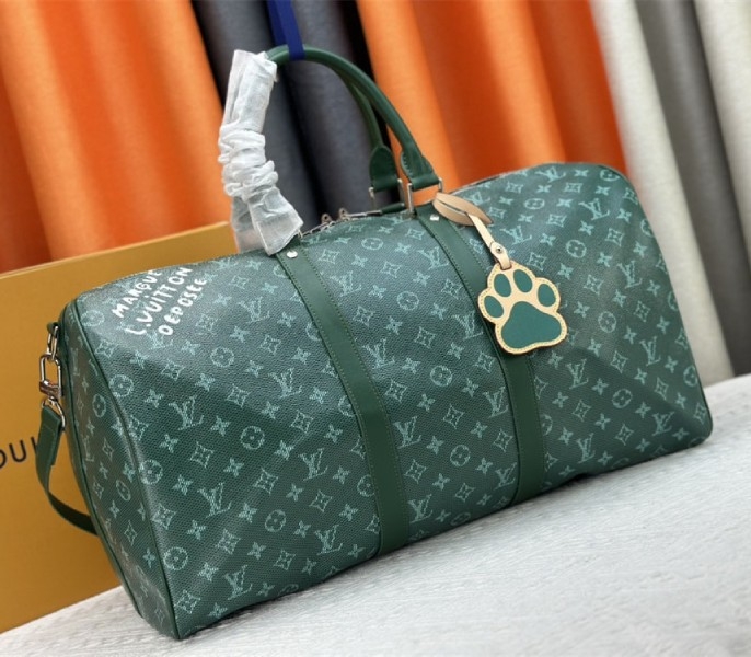 Louis Vuitton Monogram Heritage Canvas Keepall Bandouliere 50 In Green angle 2