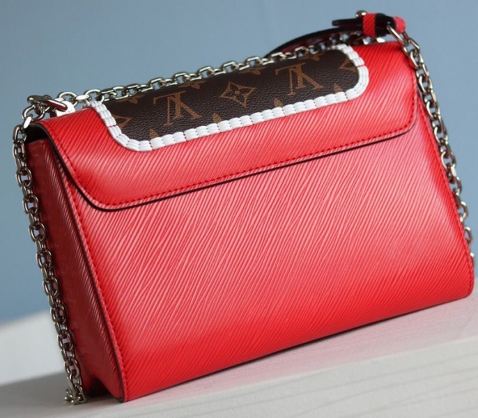 Louis Vuitton Epi Leather Twist MM Canvas Trompe loeil Braid Bag In Red angle 5