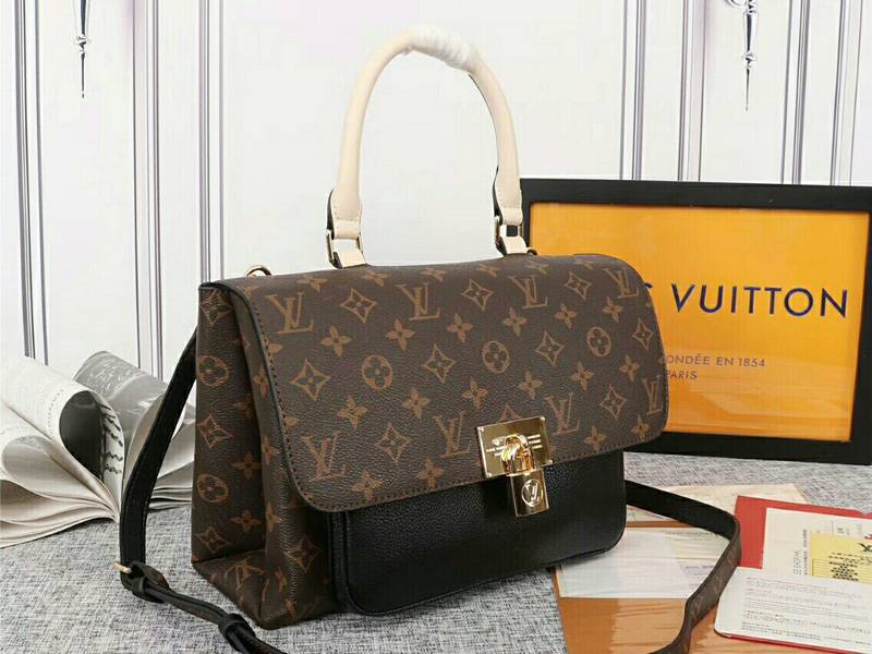 Louis Vuitton Monogram Canvas Marignan Bag In Black angle 2