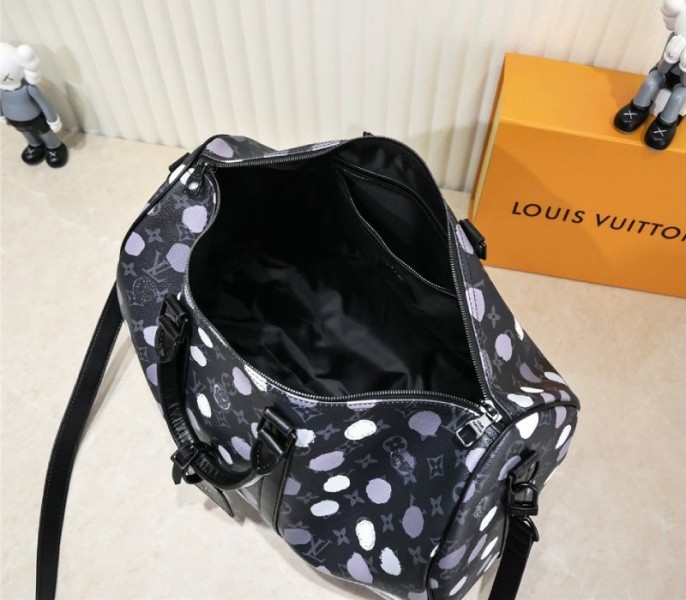 Louis Vuitton X YK Monogram Eclipse Keepall 45 Bandouliere Travel Bag angle 5