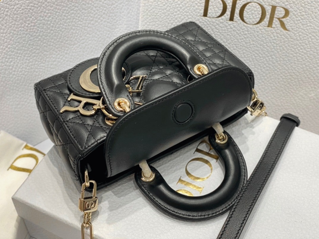 Dior Lady D-Joy Micro Bag Replica in Black Cannage Lambskin angle 3