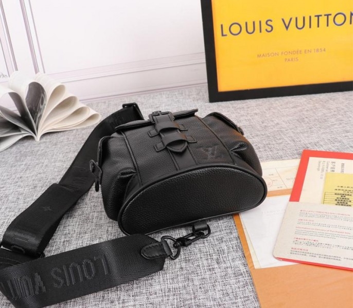Louis Vuitton Taurillon Leather Christopher XS Backpack In Black angle 4