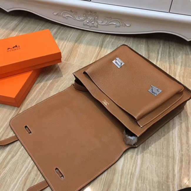 Brown Bicolor Knockoff Hermes Steve Messenger Bag angle 4