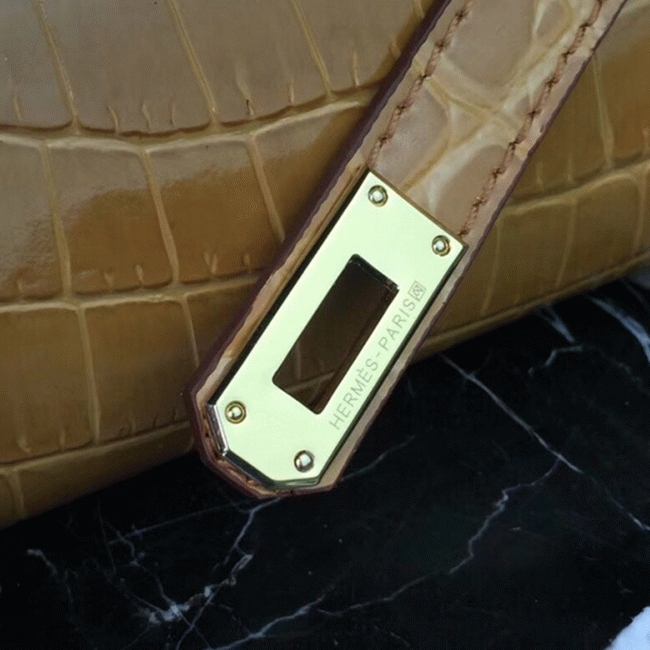 Camarel Crocodile Fake Hermes Kelly Cut Clutch Rich Color Handbag angle 3