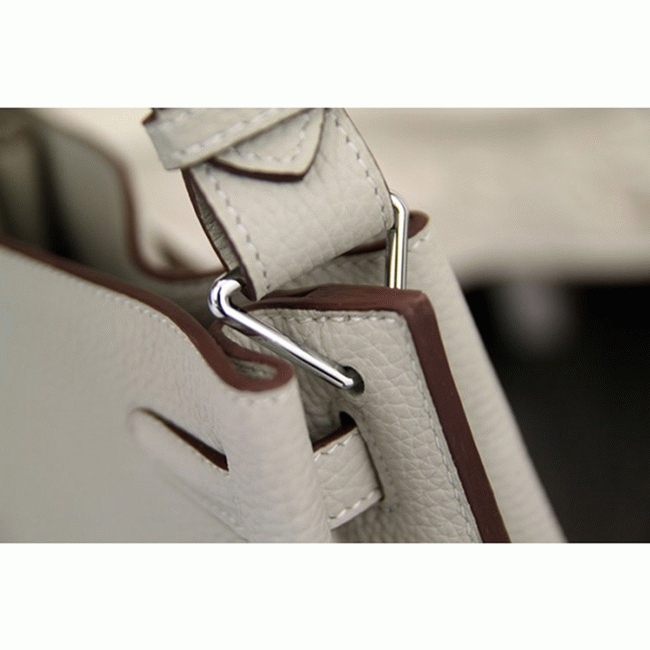 White Leather Knockoff Hermes So Kelly 22cm Clean Style Shoulder Bag angle 5