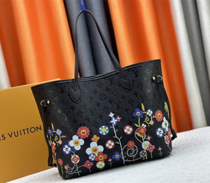 Louis Vuitton X TM Monogram Empreinte Neverfull MM In Black With Style 2 angle 2