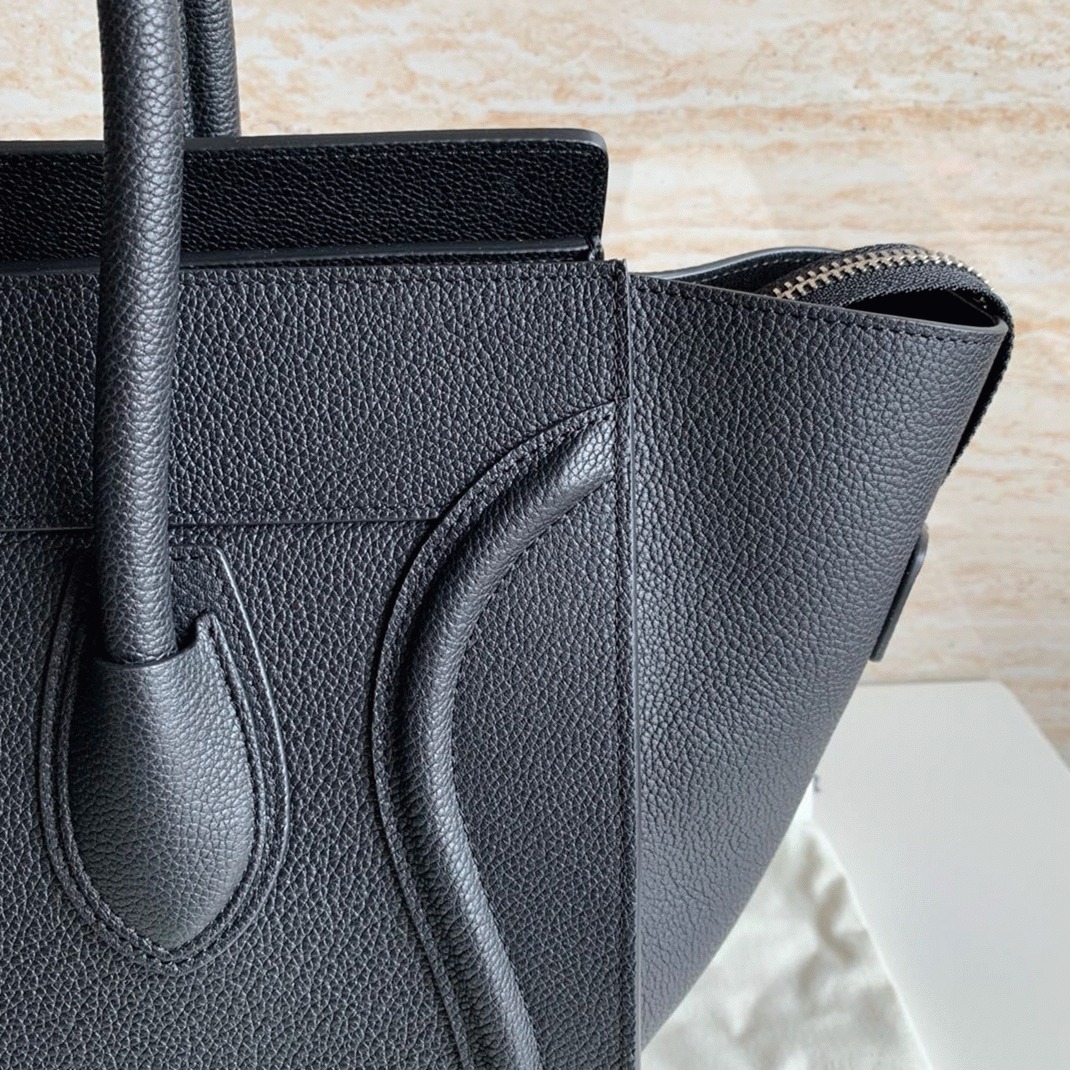 Celine Mini Luggage Tote Bag Fake in Black angle 2