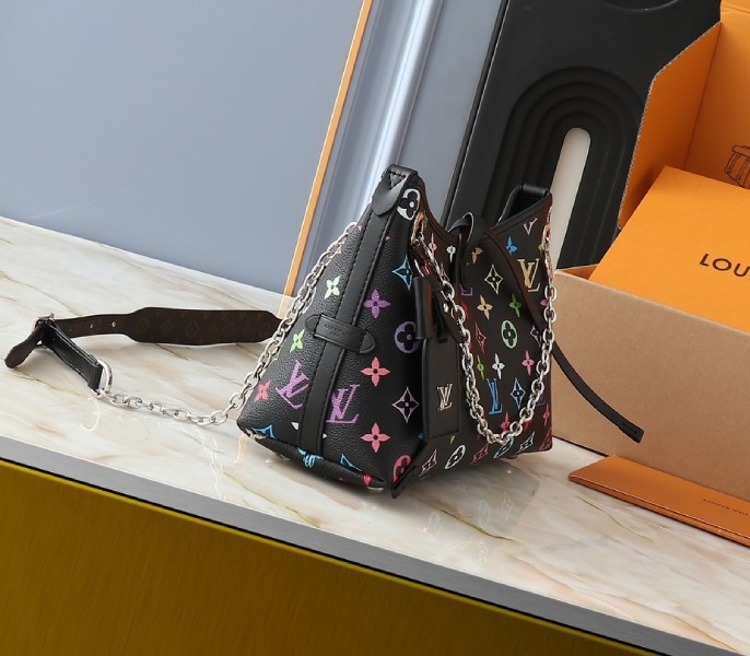 LV X TM Multicolored CarryAll BB In Black angle 5