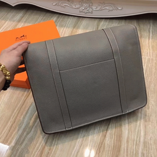 Grey Luxury Replica Hermes Steve Messenger Bag angle 4