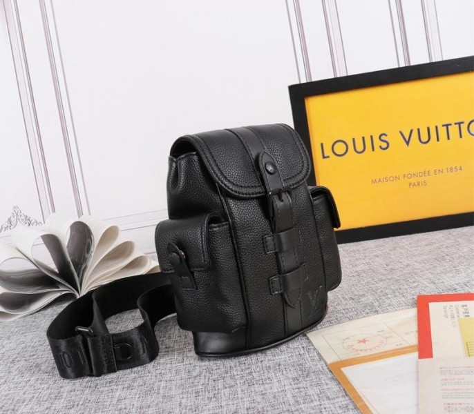 Louis Vuitton Taurillon Leather Christopher XS Backpack In Black angle 2